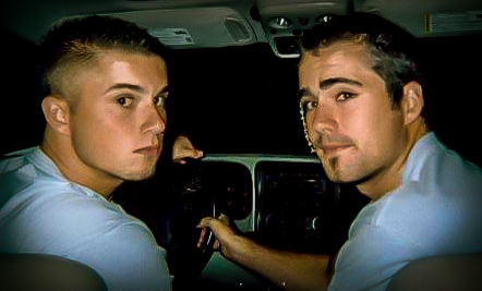 Cody and his older brother Kevin in a car